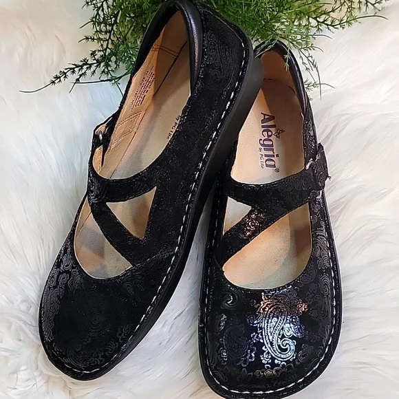 Alegria Jill Black Paisley Print  Mary Jane - Picture 2 of 13